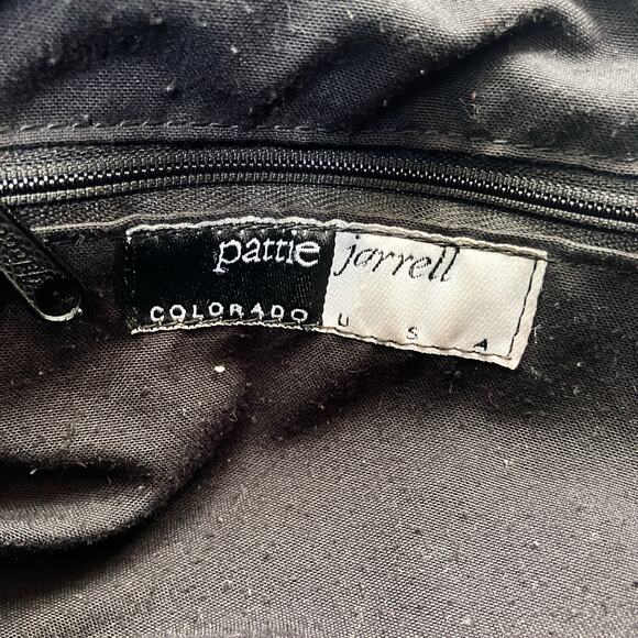 VTG Leather Bucket Purse Pattie Jarrell Black Convertible Sling Western 90s Boho - Picture 9 of 15